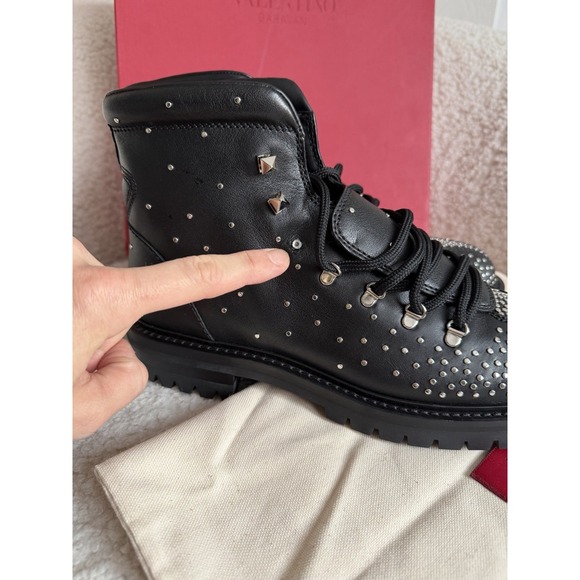 NWT Valentino Garavani - Dewstuds Leather Combat Boots Size 40.5 - Picture 5 of 11